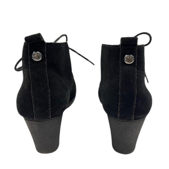 Donald J. Pliner Black Suede Lace-up Heeled Wedge Ankle Booties Size 11 - Picture 14 of 14
